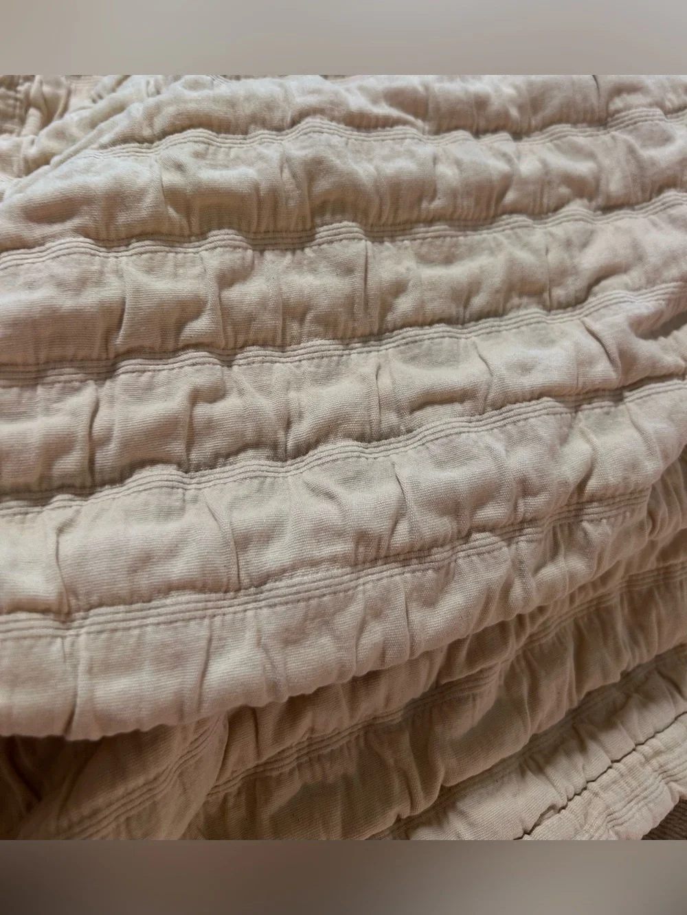 RARE Eileen Fisher Home queen rippled on front . Cotton quilt. Heirloom quality